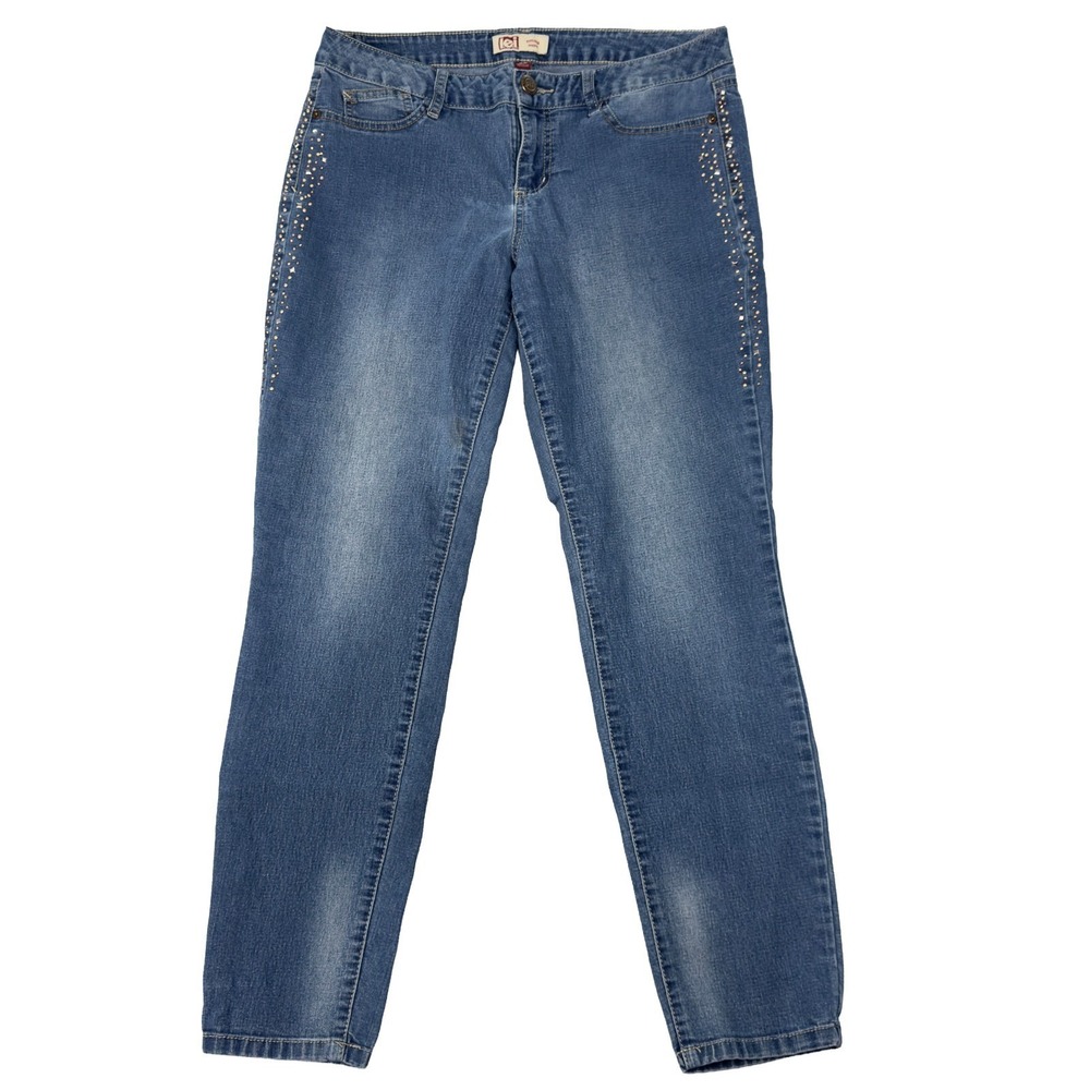 LEI Emma Jegging Jeans Womens Size 13 Reg Blue Skinny‎ Stretch Denim Side Jewels